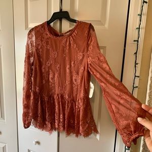 NWT Altar’d State Lace Dusty Rose Blouse